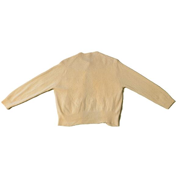 Sweater Womens Hand Beaded Vintage 1980s Small Cream Yellow Sparkly - Picture 3 of 8